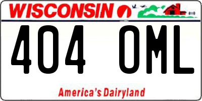 WI license plate 404OML