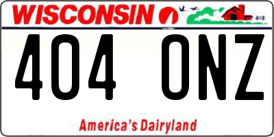 WI license plate 404ONZ