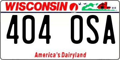 WI license plate 404OSA