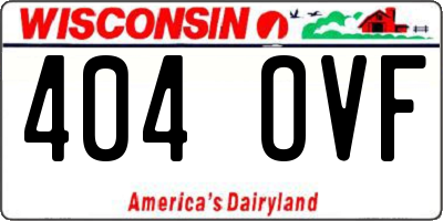 WI license plate 404OVF
