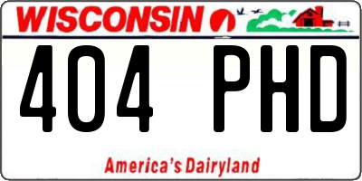 WI license plate 404PHD