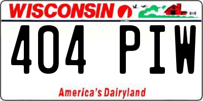 WI license plate 404PIW