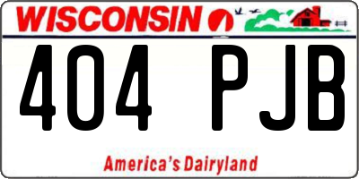 WI license plate 404PJB