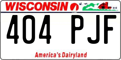 WI license plate 404PJF