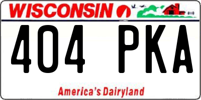 WI license plate 404PKA