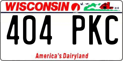 WI license plate 404PKC