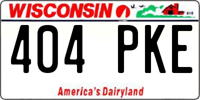 WI license plate 404PKE