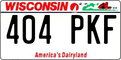WI license plate 404PKF