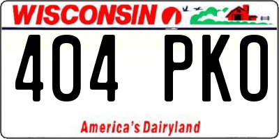 WI license plate 404PKO