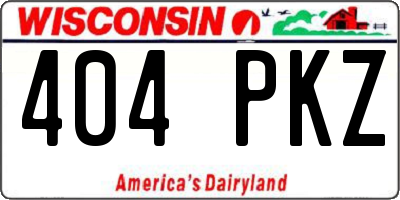 WI license plate 404PKZ