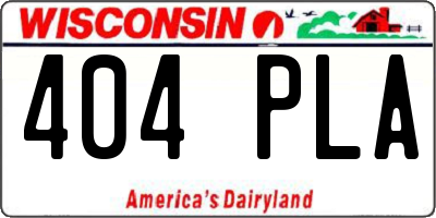 WI license plate 404PLA