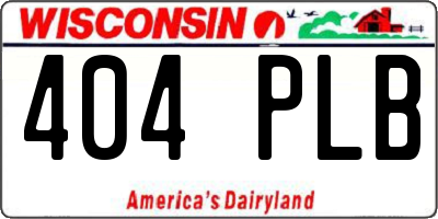 WI license plate 404PLB