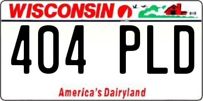WI license plate 404PLD