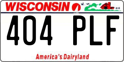 WI license plate 404PLF