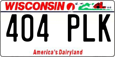 WI license plate 404PLK