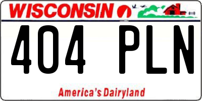 WI license plate 404PLN