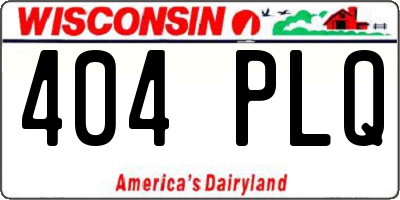WI license plate 404PLQ