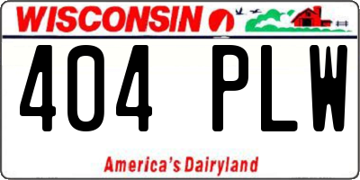 WI license plate 404PLW