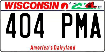 WI license plate 404PMA