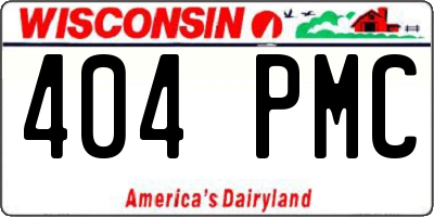 WI license plate 404PMC