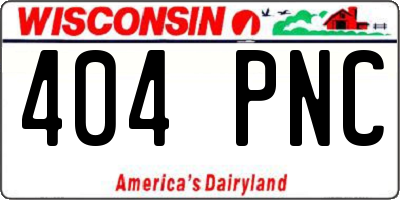 WI license plate 404PNC