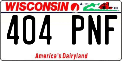 WI license plate 404PNF