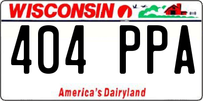 WI license plate 404PPA