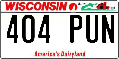 WI license plate 404PUN