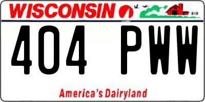 WI license plate 404PWW