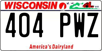 WI license plate 404PWZ