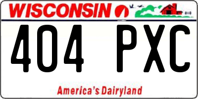 WI license plate 404PXC