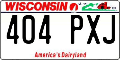 WI license plate 404PXJ
