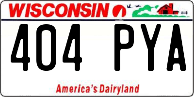 WI license plate 404PYA