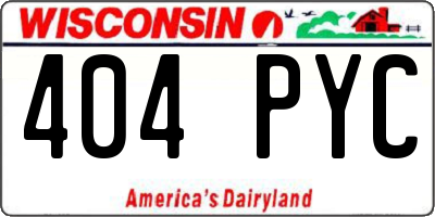 WI license plate 404PYC