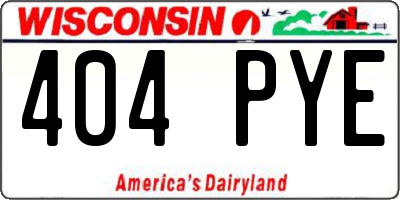 WI license plate 404PYE