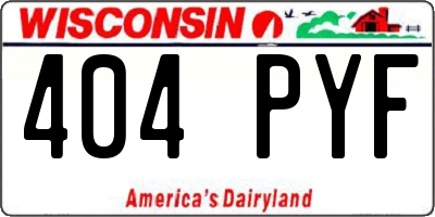 WI license plate 404PYF