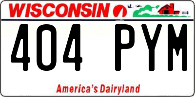 WI license plate 404PYM