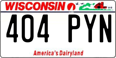 WI license plate 404PYN