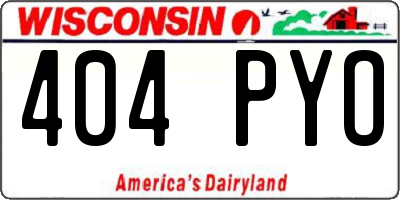 WI license plate 404PYO