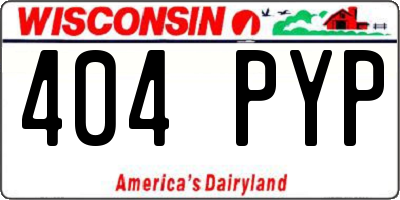 WI license plate 404PYP