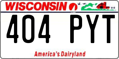 WI license plate 404PYT