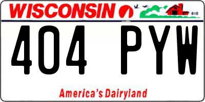 WI license plate 404PYW