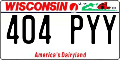 WI license plate 404PYY