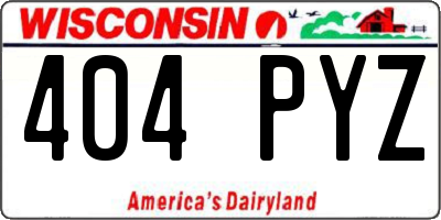 WI license plate 404PYZ