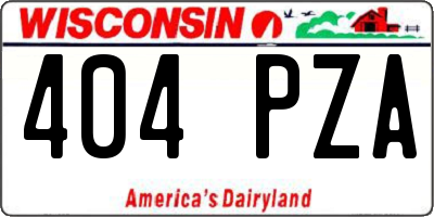 WI license plate 404PZA