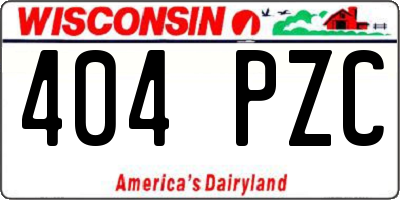 WI license plate 404PZC