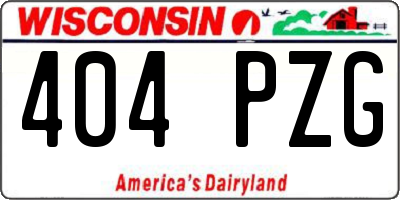 WI license plate 404PZG