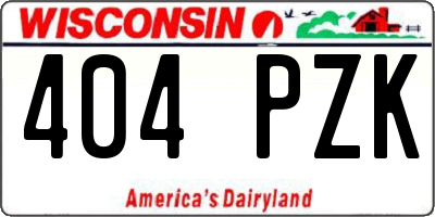 WI license plate 404PZK
