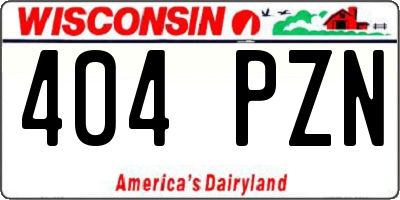WI license plate 404PZN