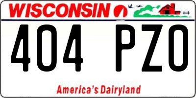 WI license plate 404PZO